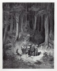 Gustave Dore Little Tom Thumb IV 1880 Woodcut Signed