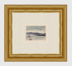 Original 1800's English Watercolor Sailing Framed