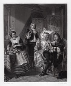 Abraham SOLOMON 1800s Engraving The Hypochondriac FRAMED SIGNED