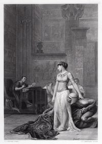 Jean-Leon Gerome 1800s Engraving "Cleopatra Before Caesar" FRAMED