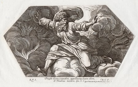 Raphael 1649 Engraving Vatican God Creates Light
