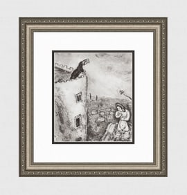 1956 Marc Chagall Antique Biblical Print David and Bathsheba Framed