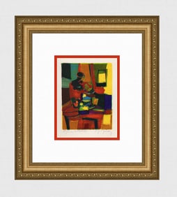 Marcel Mouly Hand signed Lithograph Yellow Lounge Artist Proof