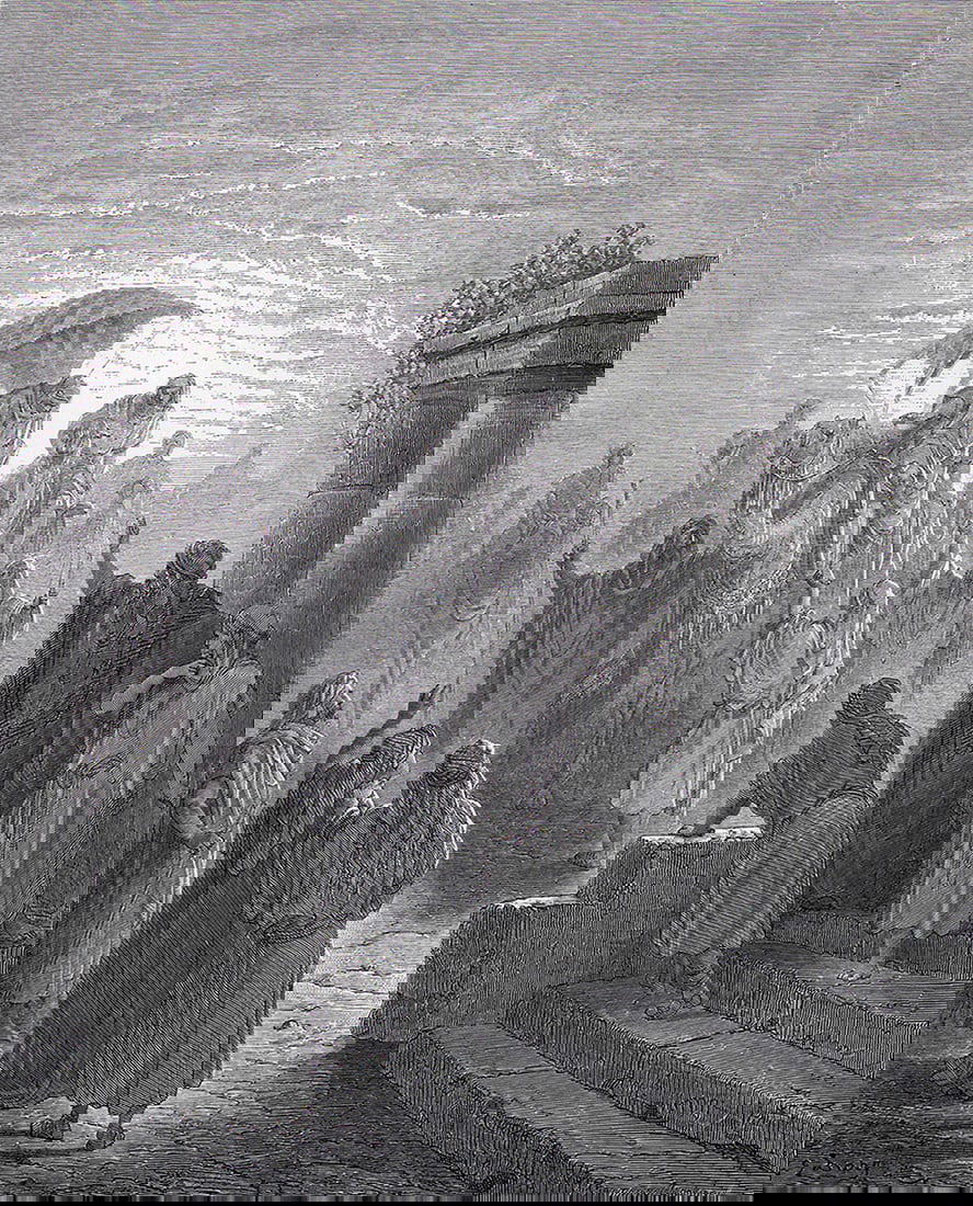 SIGNED 1800s Gustave DORE Biblical Woodcut ISAAC & REBEKAH Framed: Gustave Dore (Paul Gustave Louis Christophe Dore) (French, 1832-1883). The Meeting of Isaac and Rebekah (from Dore's Bible). Antique woodcut wove paper after the original by a master wood engravers Fr