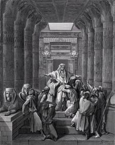 1800s GUSTAVE DORE Biblical Wood Engraving Joseph Reveals His Identity FRAMED Signed