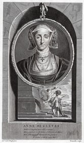 Adriaen van der Werff 1697 Engraving Anne of Cleves Queen Framed
