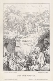 1887 Joseph von Fuhrich Aus Dem Psalter (Psalm. 72) (from the verses of the Psalter) woodcut signed