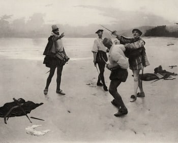 Frank William Bourdillon 1800s Antique Print Bideford Sands SIGNED Framed COA