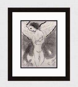 Marc CHAGALL 1960 Antique Biblical Print The Law of the Lord FRAMED