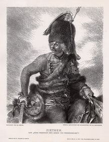 Adolph Menzel 1887 woodcut Ziethen (Aus Konig Friedrich's Zeit. Kriegs- Und Friedenshelden.) Zieten