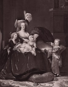 VIGEE LE BRUN 1800s Antique Marie Antoinette Family Portrait Framed