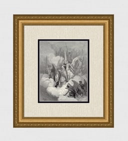 Gustave Dore Abdiel Attacks Satan (Milton's Paradise Lost) c. 1880 Woodcut Signed