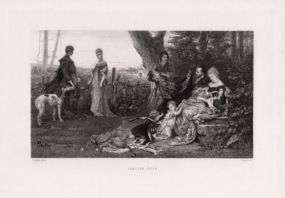 Josef Fluggen 1878 engraving Familien Gluck signed