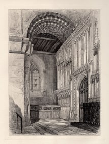 Robert Kent Thomas St Cuthbert's Screen in St Albans Abbey 1876 etching