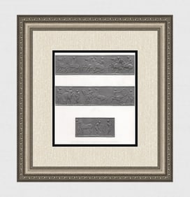 1800s Alfred Robert Freebairn Engraving Fieze of Parthenon Framed