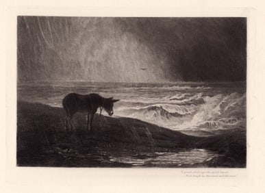 John MacWhirter 1890 etching The Wind and the Rain signed