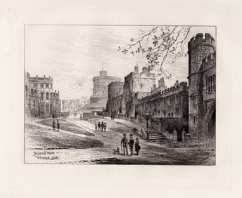 Herbert Railton The Lower Ward, Windsor Castle 1885 etching