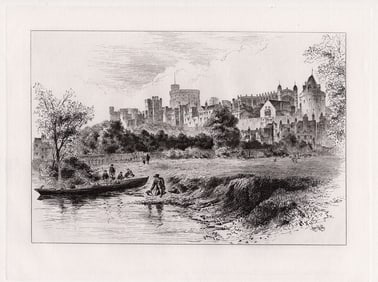 Herbert Railton Windsor Castle from the Berkshire Bank of the River 1885 etching