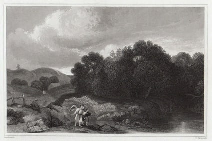 Rembrandt Harmenszoon Van Rijn Tobit and the Angel 1834 Engraving Signed