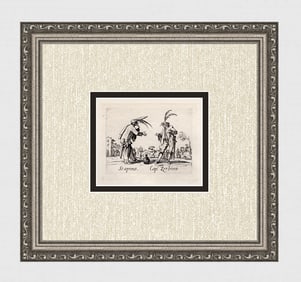 Jacques CALLOT 1920 Engraving "Meeting before Battle" Framed Limited