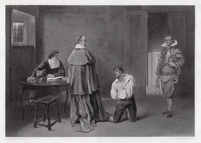 Sir James Dromgole Linton The Huguenot engraving signed