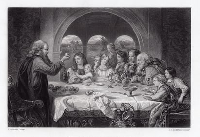 1867 Sir John Gilbert The Christiana at the House of Gaius engraving signed