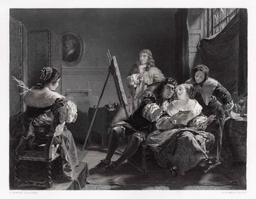 1867 Alfred Elmore The Wife's Portrait engraving signed