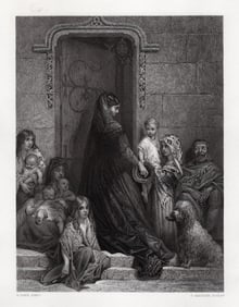 DORE 1800s Biblical Engraving "Blessed are the Charitable" Signed Framed COA