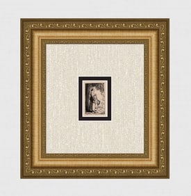 1800s REMBRANDT Etching B181 A Peasant Woman Standing DURAND Original Framed