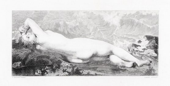 1862 Paul Baudry engraving The Pearl and the Wave signed