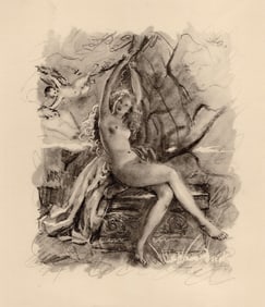 Original 1947 Paul-Emile Becat Limited Lithograph Seated Nude Framed