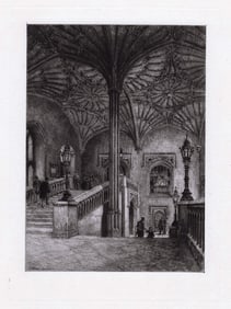 Alfred Louis Brunet Debaines Staircase of Christchurch 1879 etching