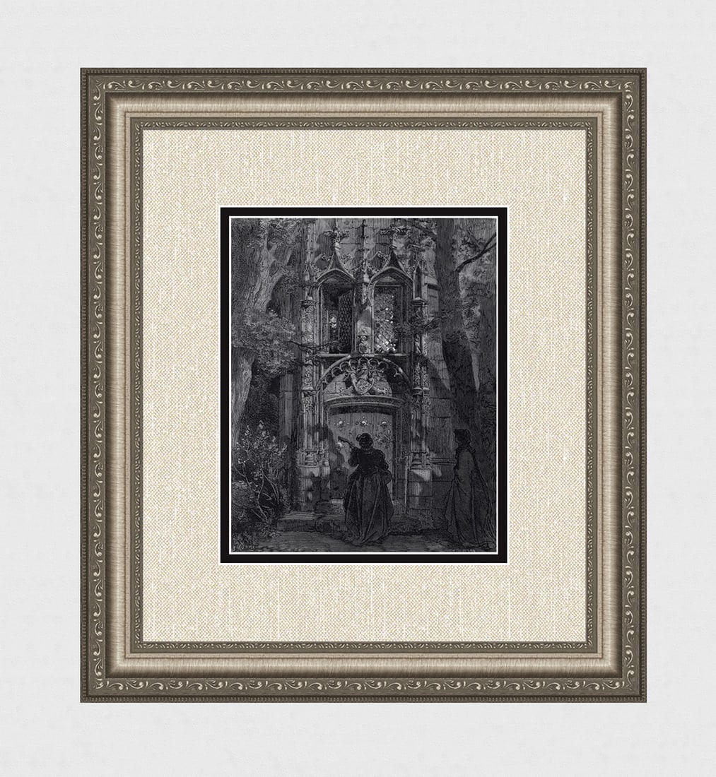 Gustave Dore Mock Serenade (Don Quixote) c. 1880 Woodcut: Gustave Dore (Paul Gustave Louis Christophe Dore) (French, 1832-1883). The Mock Serenade (Cervantes Don Quixote). Antique woodcut on wove paper after the original by master wood engraver Heliodore Jos