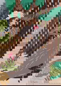 Vintage Ro Keezer Fashion Color Pochoir L'amazone Framed Signed