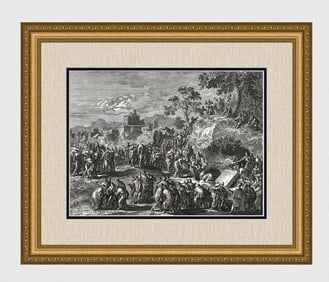 1747 Monumental Engraving Jan Luyken Lazarus Framed