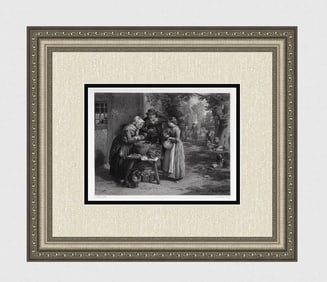 1800s George Smith Engraving "The First Day of Oysters" SIGNED Framed