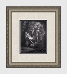 Gustave Dore 1800s Woodcut The Burial of Christ Signed Framed