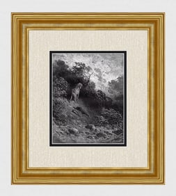 FRAMED 1800s DORE Orlando Furioso Woodcut Ruggiero's Lamentation's SIGNED