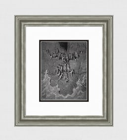 1800s Gustave DORE SIGNED Woodcut Laiazzo Preies The Voyagers FRAMED