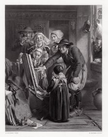 Abraham Solomon 1867 engraving Art Critics in Brittany signed