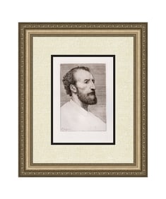 Alphonse Legros 1877 etching Portrait of Jules Dalou signed