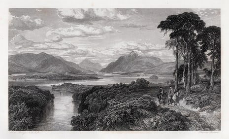 SAMUEL BOUGH 1800s Engraving Loch Lomond SIGNED Framed