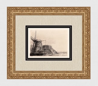 1800s REMBRANDT B233 Etching SIGNED The Windmill Original Durand