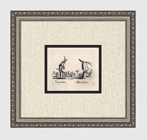 Limited 1920 Jacques CALLOT Engraving "Preparing for Battle" Framed