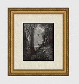 Gustave Dore A happy rural seat of various view (Milton's Paradise Lost) c. 1880 Woodcut Signed