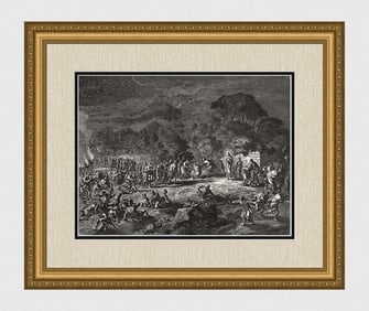 1747 Monumental Engraving Jan Luyken Saint Peter cuts off Malchus's ear Framed