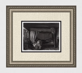 1800s AUGUSTUS LEOPOLD EGG SIGNED Engraving Death of Buckingham FRAMED