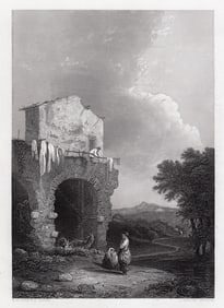 1850 Richard Wilson Hadrian's Villa engraving signed