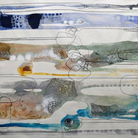 Rikki Drotar Mixed Media Painting True Botanical III 30 x 30 inches