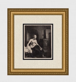 1800s REMBRANDT B197 Woman Sitting Half Dressed Beside a Stove Durand